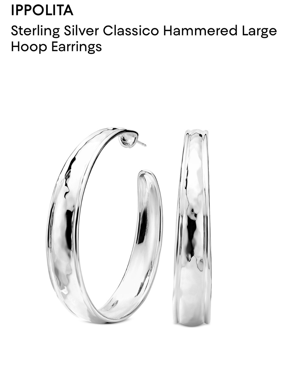 Ippolita Hammered Sterling Silver Medium Hoop Earrings - Silver